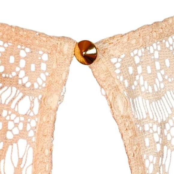 Jessica Simpson Size 10 Pastel Peach Lace Dress With Tie Waist & Keyhole Closure - Picture 10 of 10